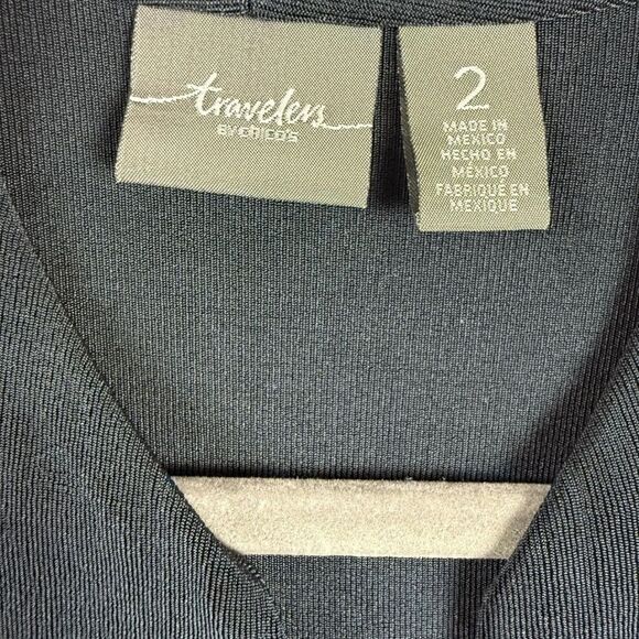 Chico's Travelers Cardigan Sweater Women's 2 Black Acetate Stretch Open Front - Picture 4 of 8